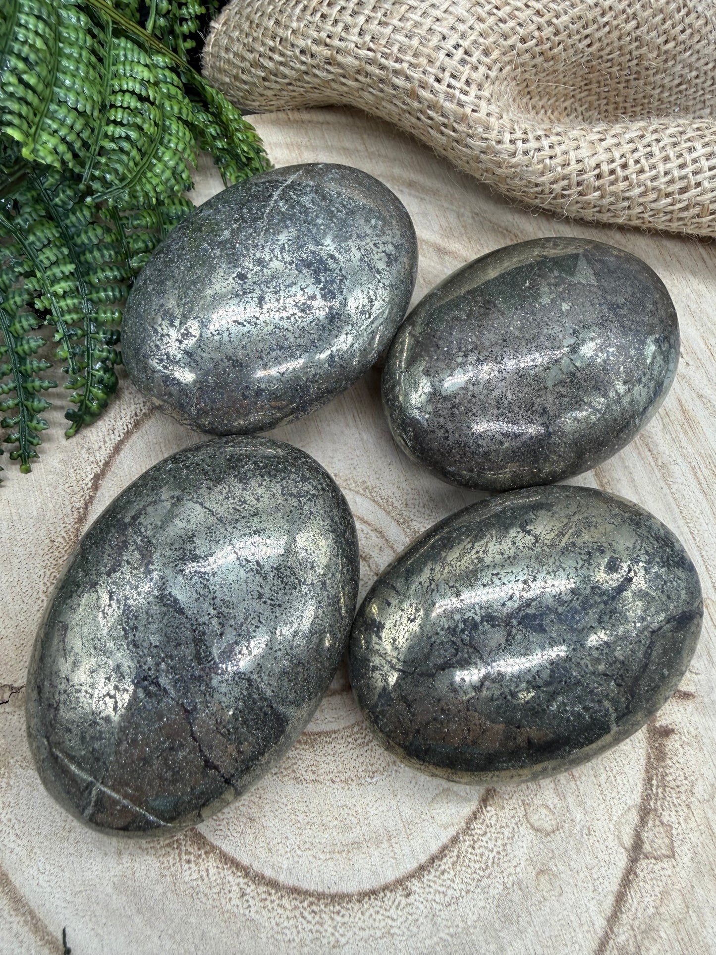 Pyrite Palm Stone | Natural Polished Pyrite Worry Stone | Metallic Gray Crystal