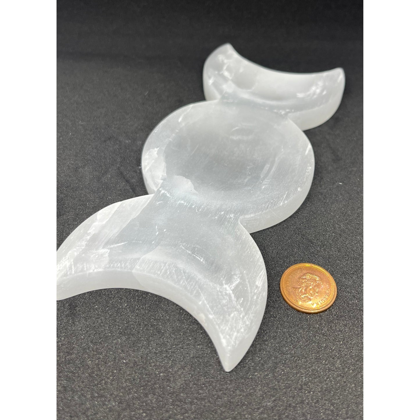 Selenite Triple moon Bowl-Lady Of The Moss