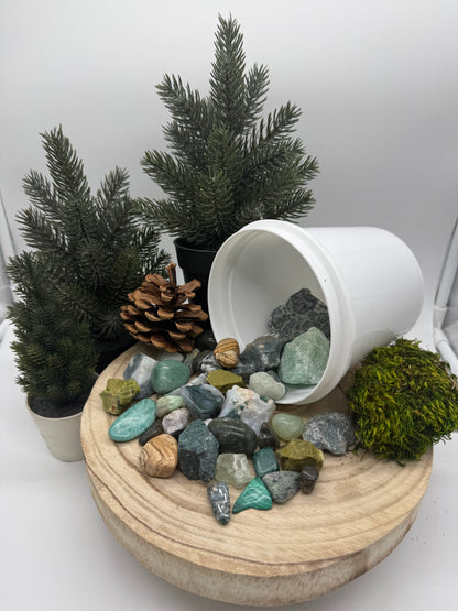 Forest Witch - Crystal Mining Kit -  Gem Dig Bucket  - Green Crystal Set - Earthy Gift  Nature Inspired - Lady of the Moss