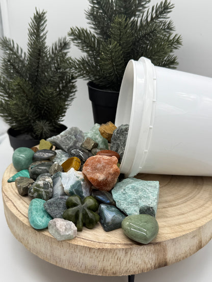 Good Luck Crystal Mining Kit - Lucky Gem Dig Bucket - Prosperity Crystal Set - Abundance Gift - Spiritual Gift - Lady of the Moss