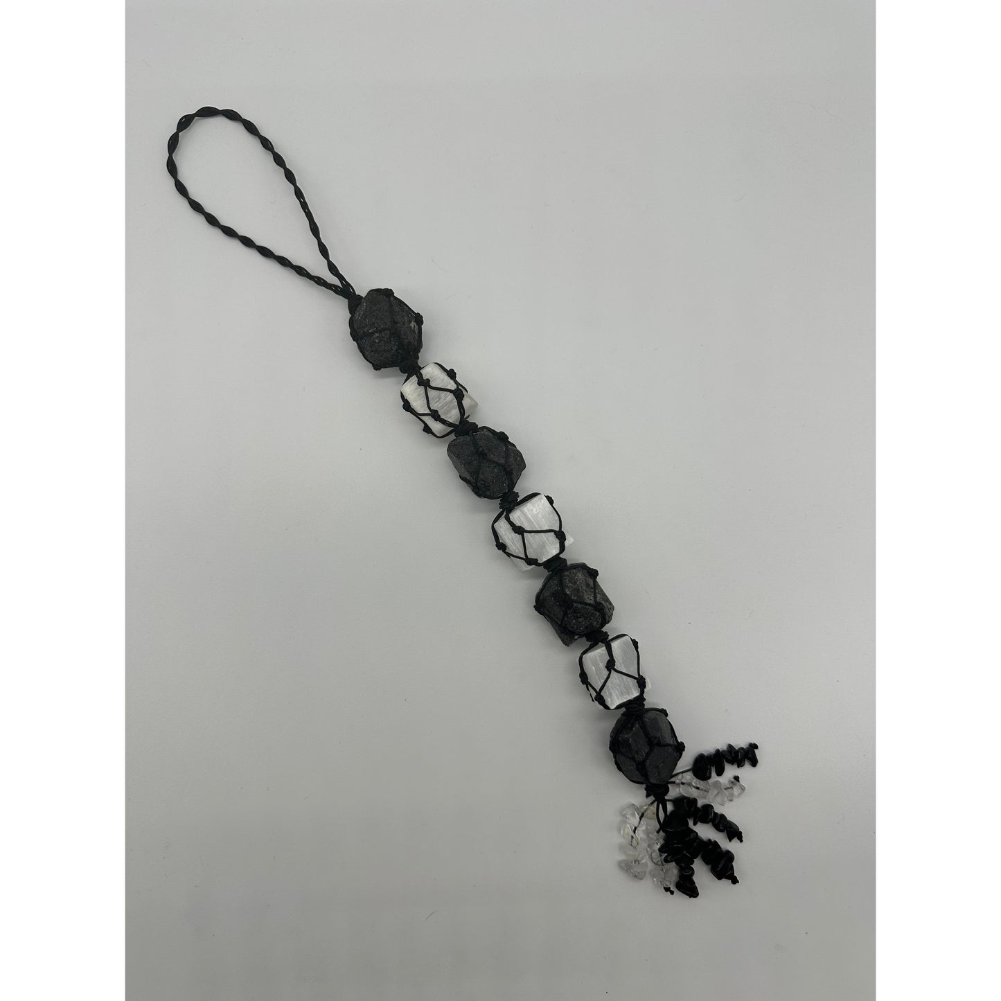 Selenite and Black tourmaline Sun catcher-Lady Of The Moss