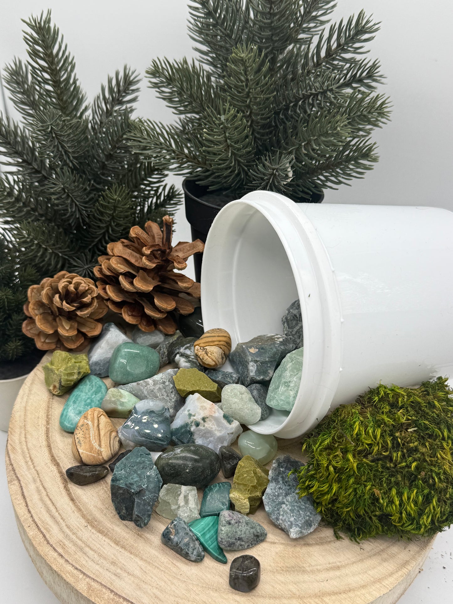 Forest Witch - Crystal Mining Kit -  Gem Dig Bucket  - Green Crystal Set - Earthy Gift  Nature Inspired - Lady of the Moss