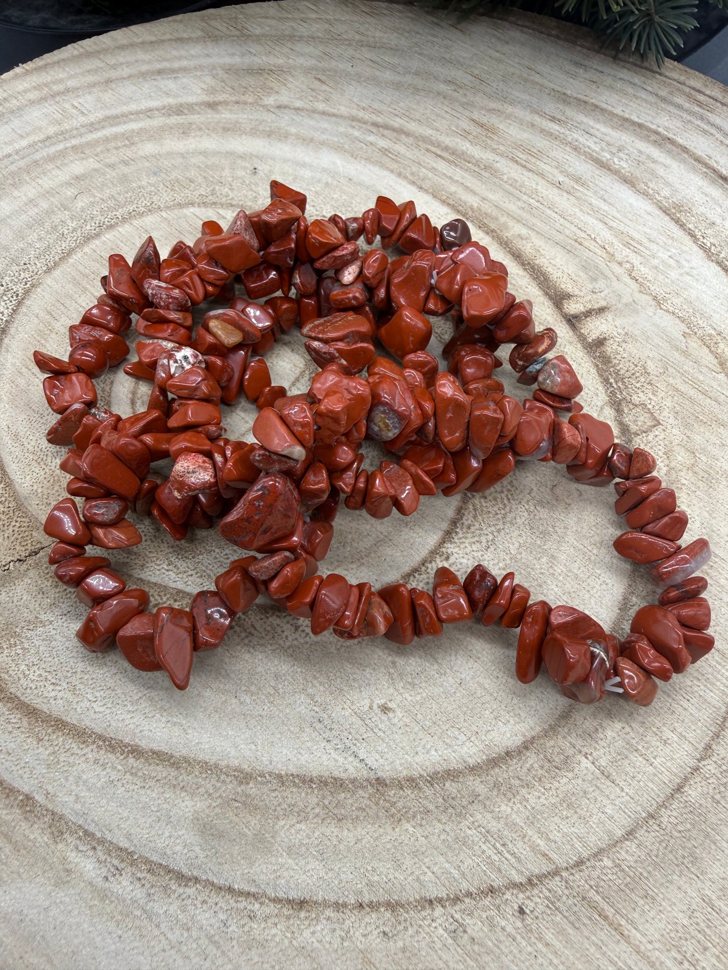 Red Jasper Chip Bracelet | Natural Crystal Bracelet | Grounding Stone Jewelry | Stretch Gemstone Bracelet | Gift for Crystal Lovers