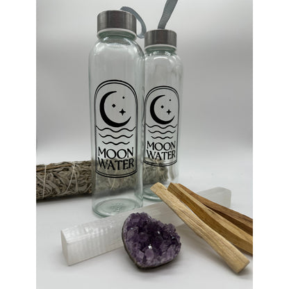 Moon Water Reusable Glass Water Bottle-Lady Of The Moss