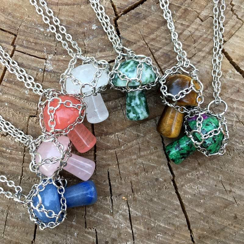 Mini Mushrooms Necklace-Lady Of The Moss