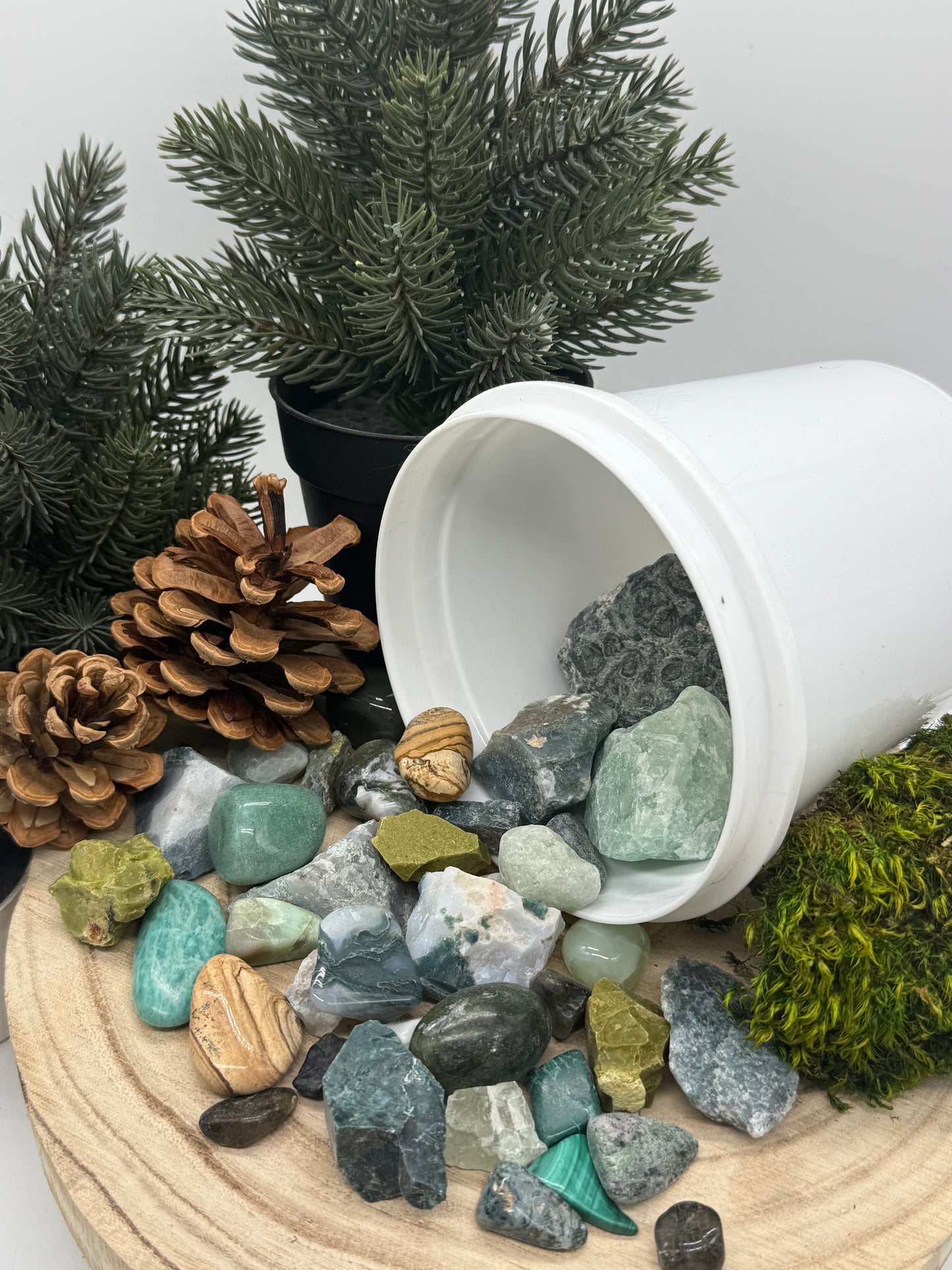 Forest Witch - Crystal Mining Kit -  Gem Dig Bucket  - Green Crystal Set - Earthy Gift  Nature Inspired - Lady of the Moss
