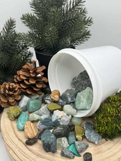 Forest Witch - Crystal Mining Kit -  Gem Dig Bucket  - Green Crystal Set - Earthy Gift  Nature Inspired - Lady of the Moss