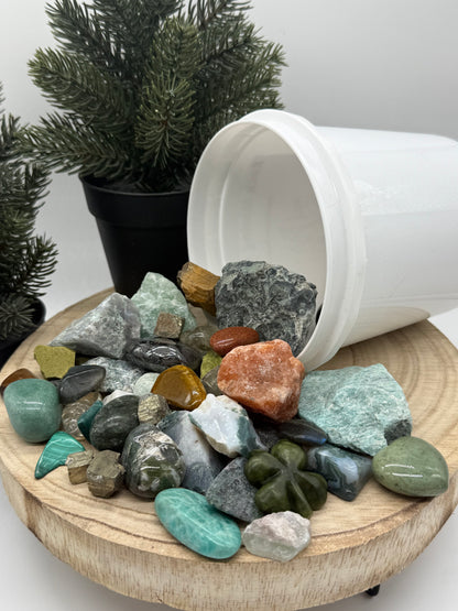 Good Luck Crystal Mining Kit - Lucky Gem Dig Bucket - Prosperity Crystal Set - Abundance Gift - Spiritual Gift - Lady of the Moss