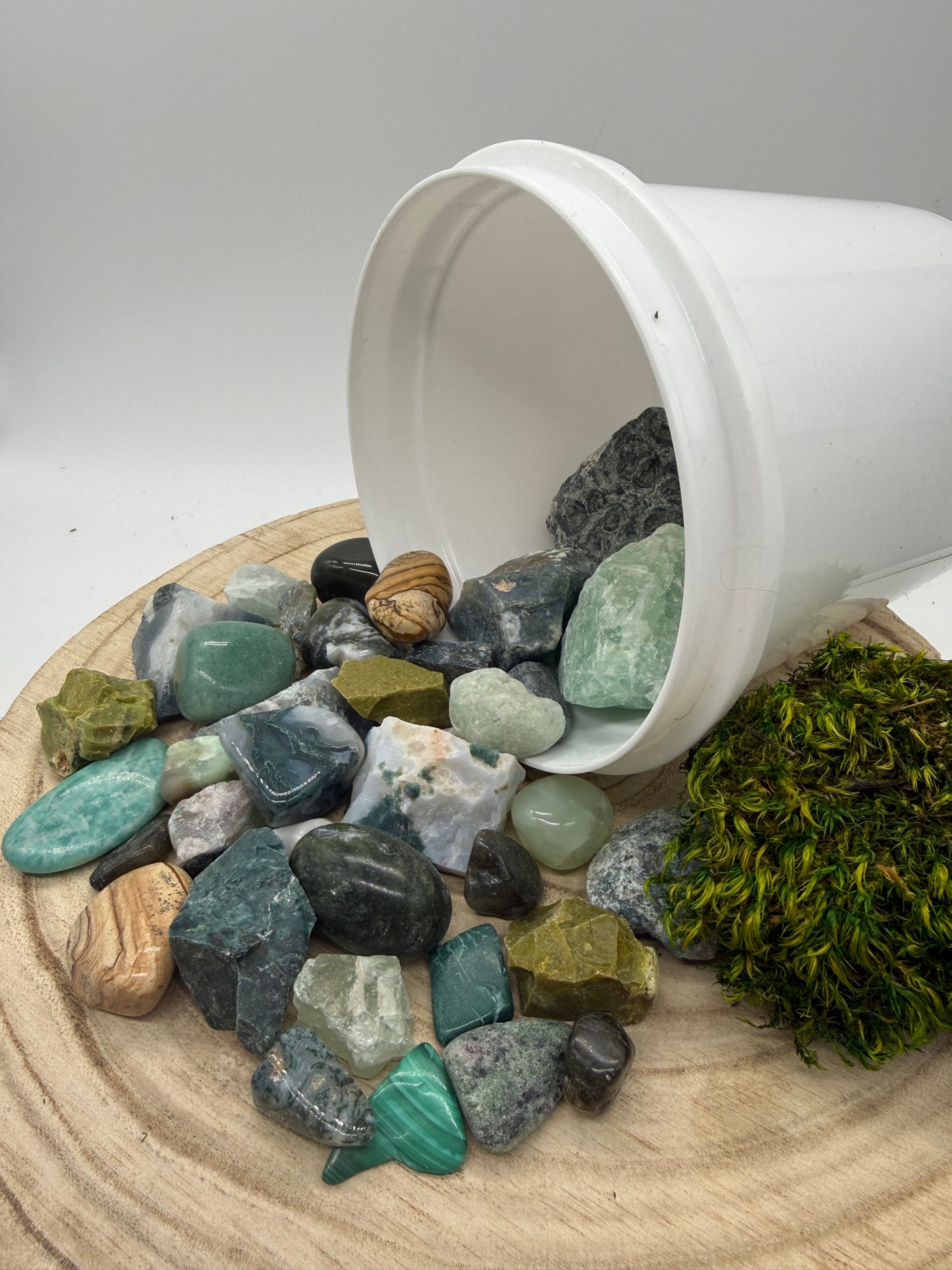 Forest Witch - Crystal Mining Kit -  Gem Dig Bucket  - Green Crystal Set - Earthy Gift  Nature Inspired - Lady of the Moss