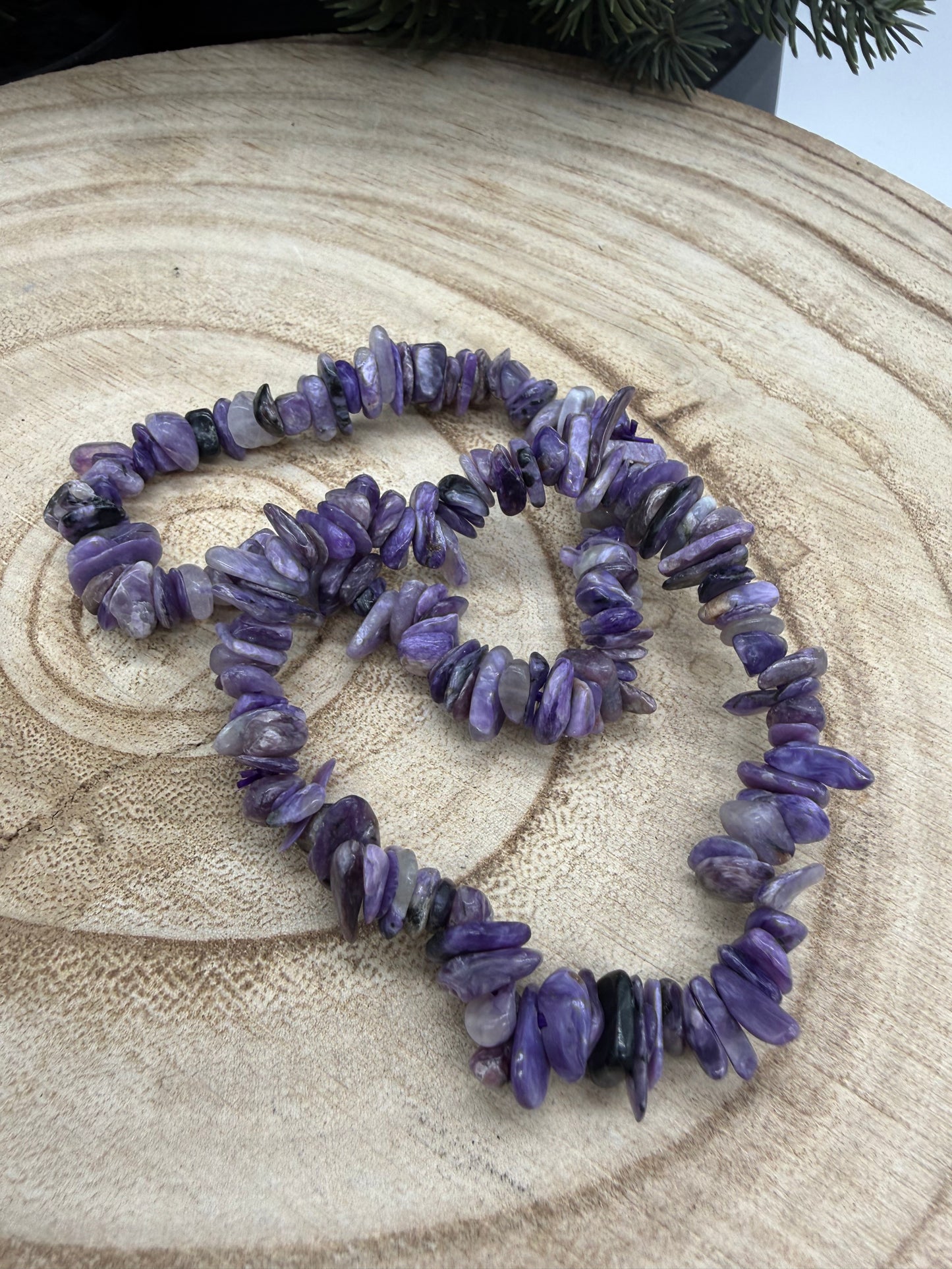 Charoite Chip Bracelet | Natural Crystal Bracelet | Purple Gemstone Stretch Bracelet | Crystal Jewelry | Gift for Crystal Lovers