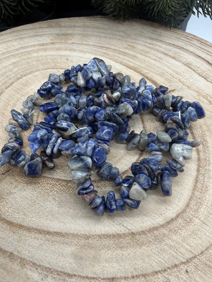 Sodalite Chip Bracelet | Natural Crystal Bracelet | Blue Gemstone Stretch Bracelet | Crystal Jewelry | Gift for Crystal Lovers