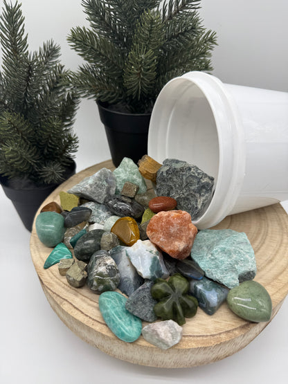 Good Luck Crystal Mining Kit - Lucky Gem Dig Bucket - Prosperity Crystal Set - Abundance Gift - Spiritual Gift - Lady of the Moss