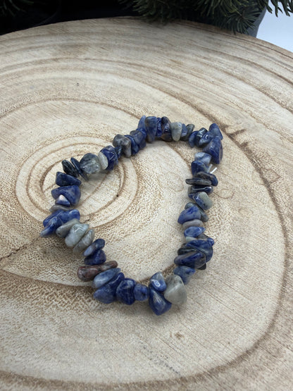 Sodalite Chip Bracelet | Natural Crystal Bracelet | Blue Gemstone Stretch Bracelet | Crystal Jewelry | Gift for Crystal Lovers