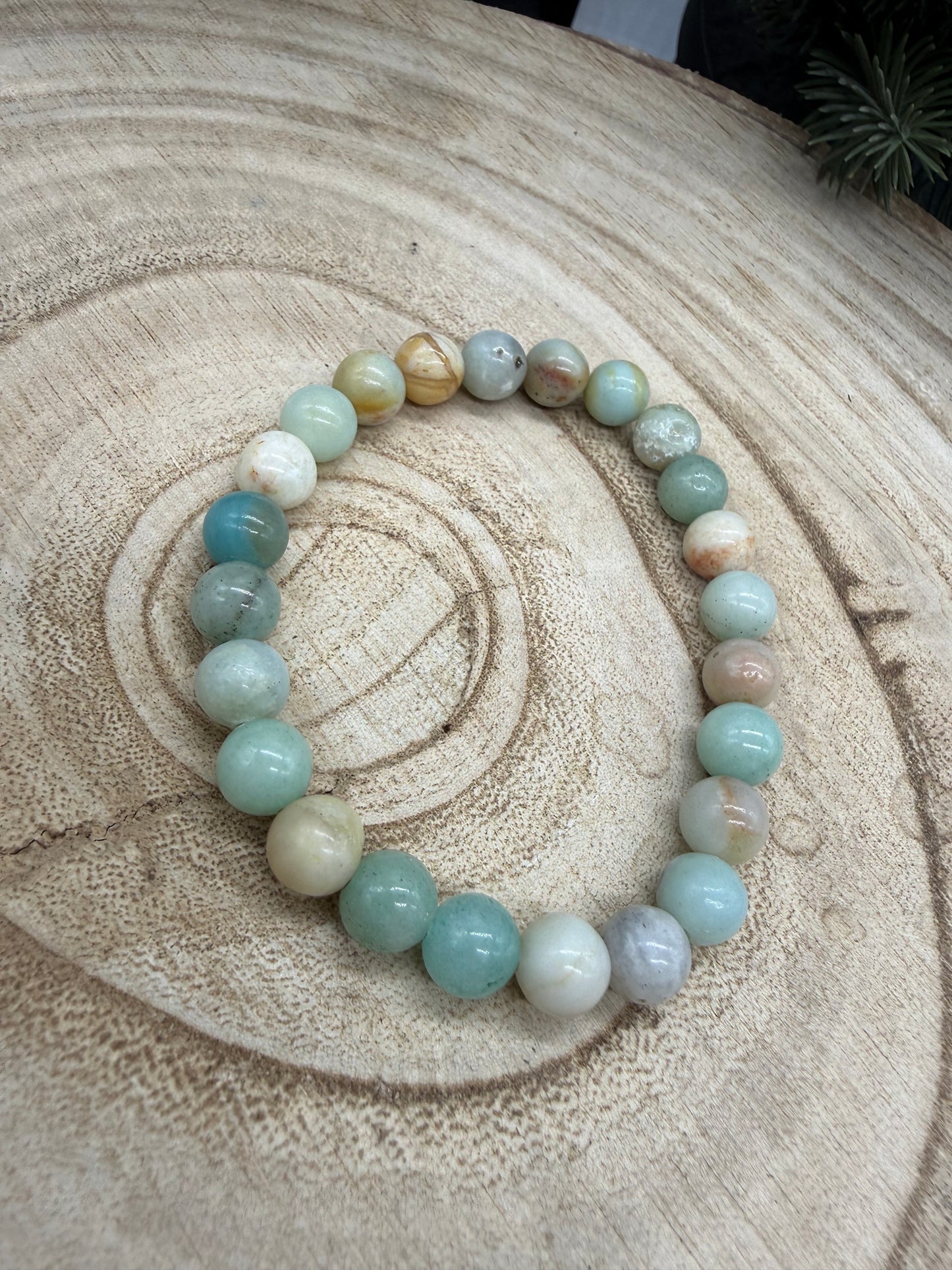 Natural Amazonite Bracelet | Genuine Amazonite Bead Bracelet | Blue Green Crystal Stretch Bracelet | Lady of the Moss