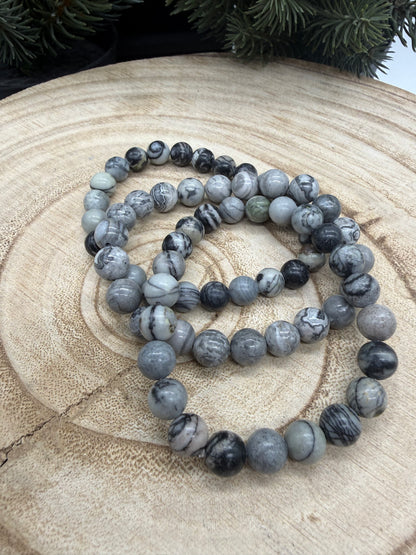 Picasso Jasper Bracelet | Natural Picasso Jasper Stretch Bracelet | Genuine Gemstone Beaded Bracelet | Handmade Crystal Jewelry