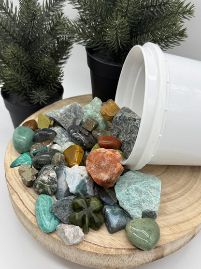 Good Luck Crystal Mining Kit - Lucky Gem Dig Bucket - Prosperity Crystal Set - Abundance Gift - Spiritual Gift - Lady of the Moss