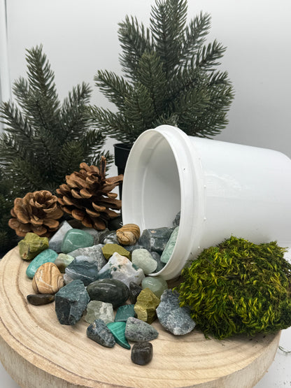 Forest Witch - Crystal Mining Kit -  Gem Dig Bucket  - Green Crystal Set - Earthy Gift  Nature Inspired - Lady of the Moss