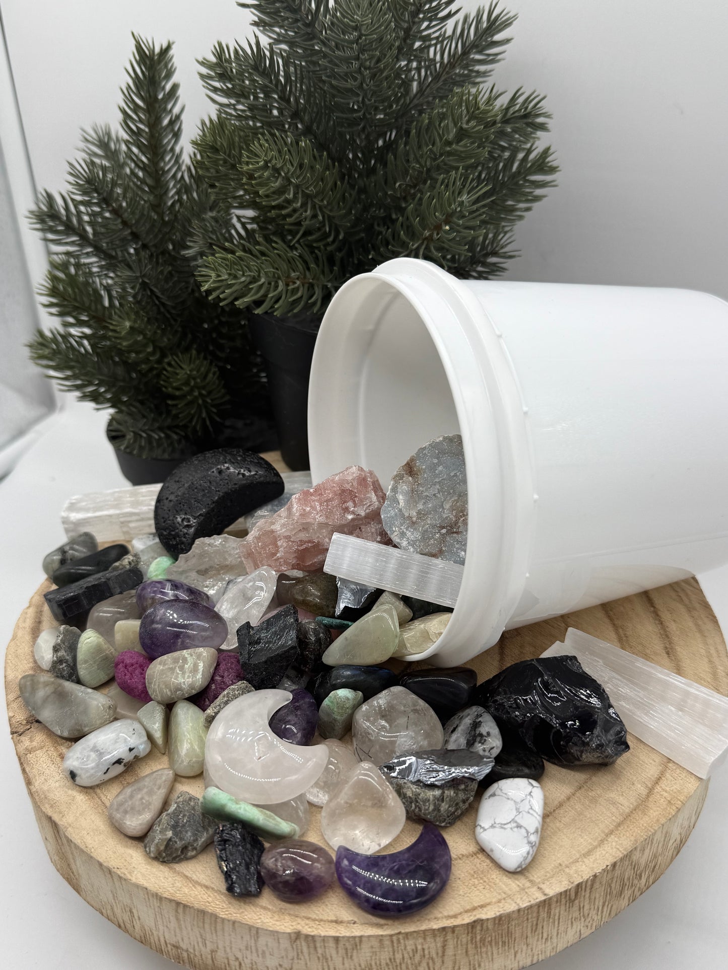 Moon Crystal Mining Bucket - Crystal Dig Kit - Lunar Crystals - Spiritual Gift - Lady of the Moss