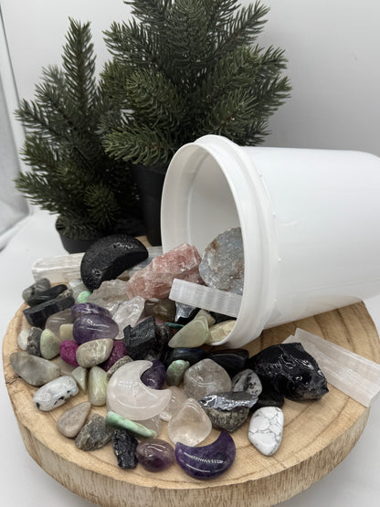 Moon Crystal Mining Bucket - Crystal Dig Kit - Lunar Crystals - Spiritual Gift - Lady of the Moss