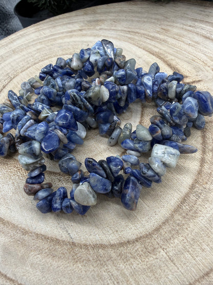 Sodalite Chip Bracelet | Natural Crystal Bracelet | Blue Gemstone Stretch Bracelet | Crystal Jewelry | Gift for Crystal Lovers