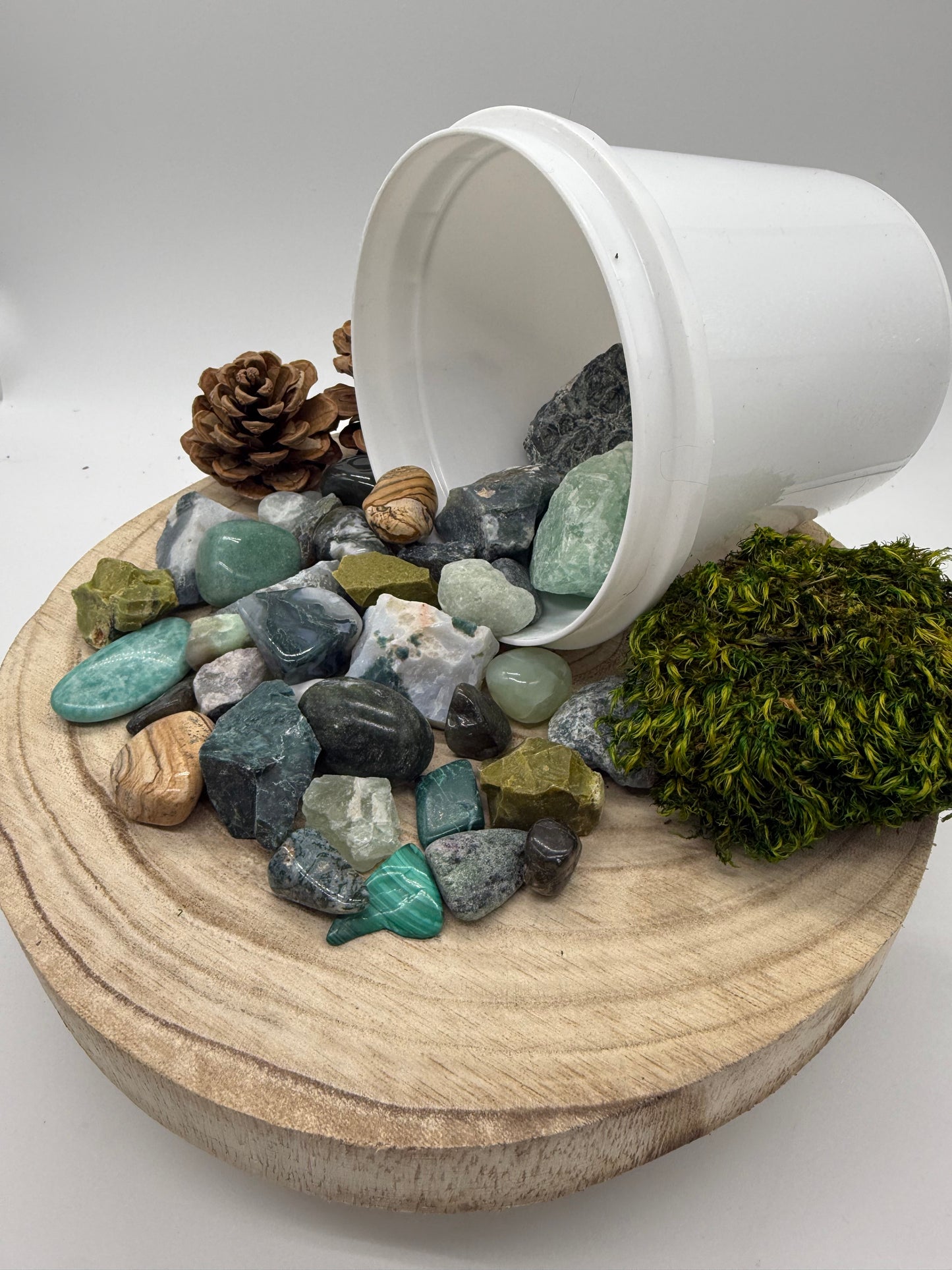 Forest Witch - Crystal Mining Kit -  Gem Dig Bucket  - Green Crystal Set - Earthy Gift  Nature Inspired - Lady of the Moss