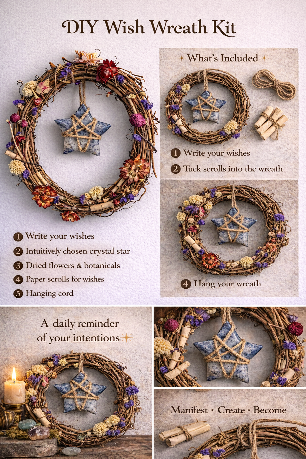 DIY Wish Wreath Kit | Intention & Manifestation Craft | Lady of the Moss