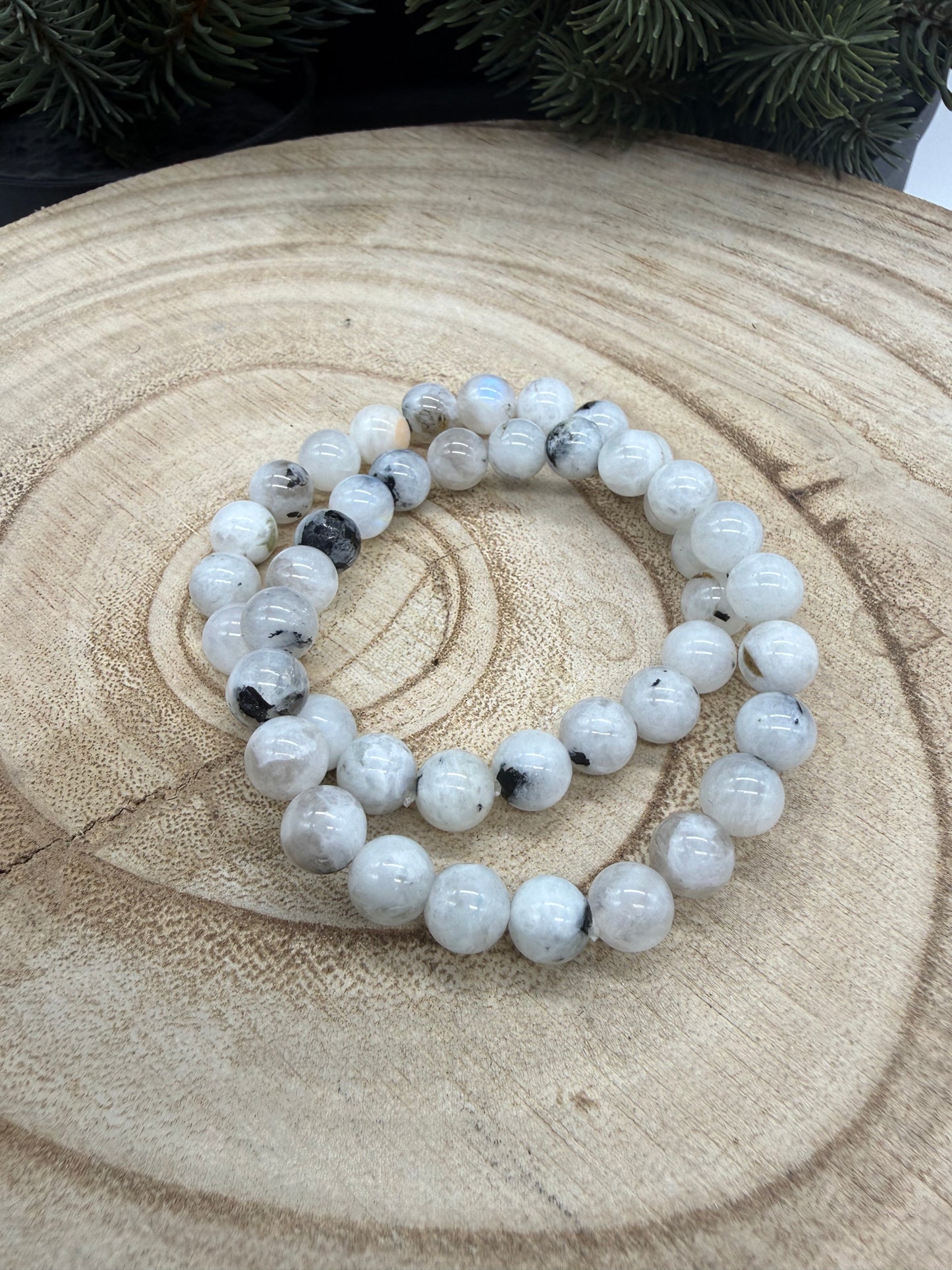 Rainbow Moonstone Bracelet | Natural Rainbow Moonstone Stretch Bracelet | Genuine Gemstone Beaded Bracelet | Handmade Crystal Jewelry