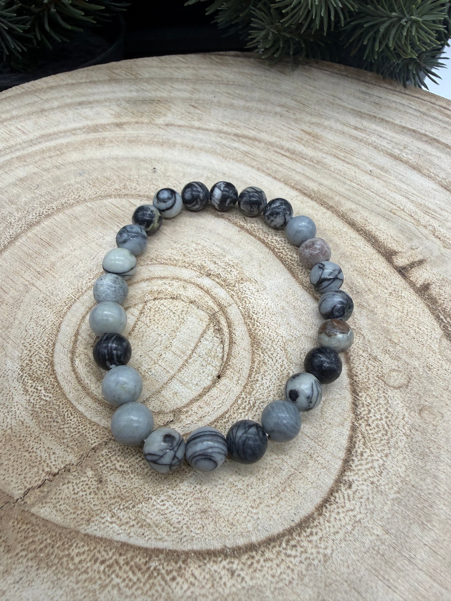 Picasso Jasper Bracelet | Natural Picasso Jasper Stretch Bracelet | Genuine Gemstone Beaded Bracelet | Handmade Crystal Jewelry