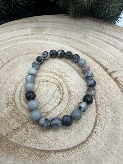 Picasso Jasper Bracelet | Natural Picasso Jasper Stretch Bracelet | Genuine Gemstone Beaded Bracelet | Handmade Crystal Jewelry
