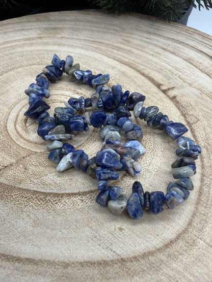 Sodalite Chip Bracelet | Natural Crystal Bracelet | Blue Gemstone Stretch Bracelet | Crystal Jewelry | Gift for Crystal Lovers