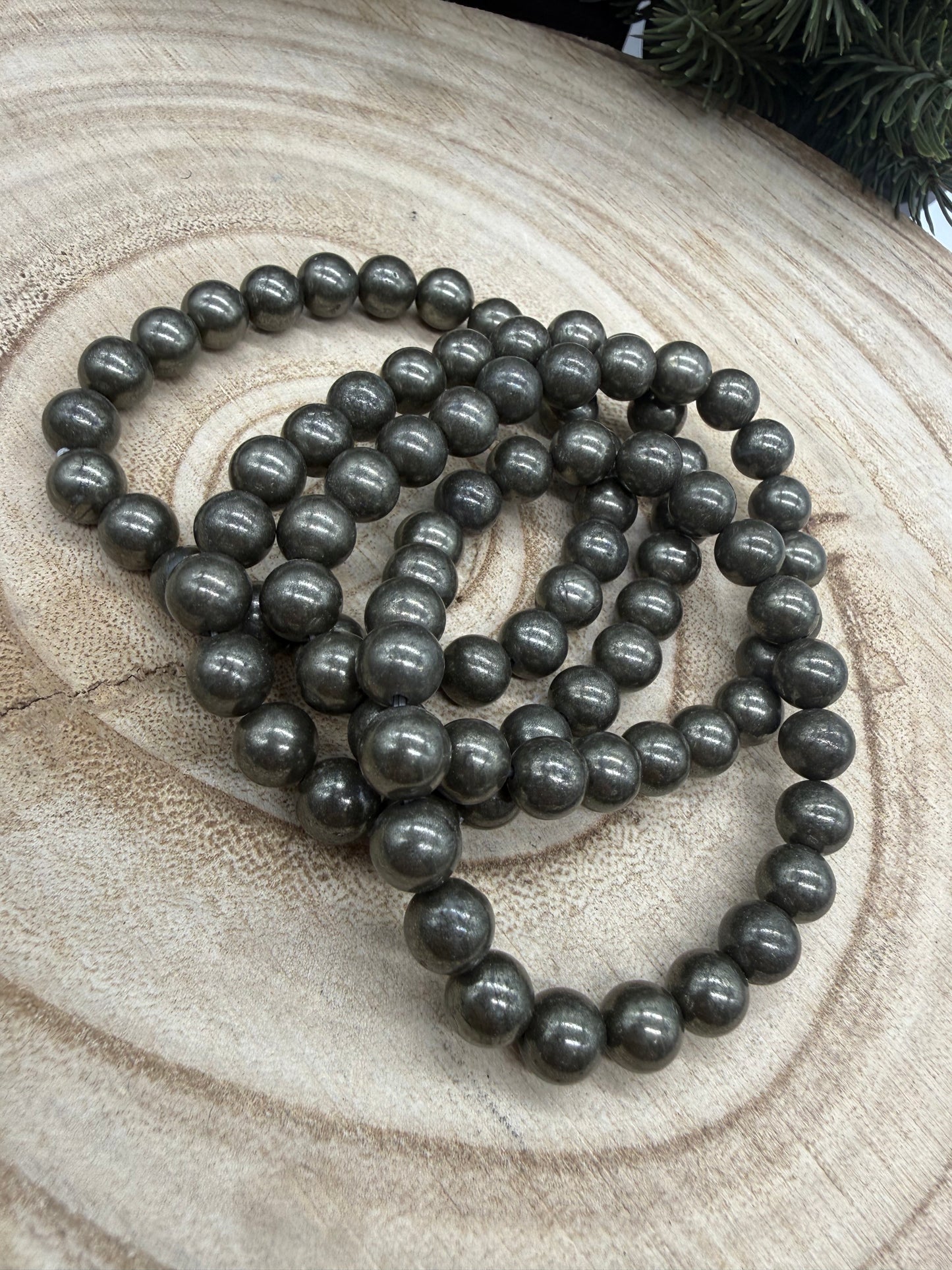 Pyrite Bracelet | Natural Pyrite Bead Bracelet | Genuine Gemstone Stretch Bracelet | Handmade Crystal Jewelry