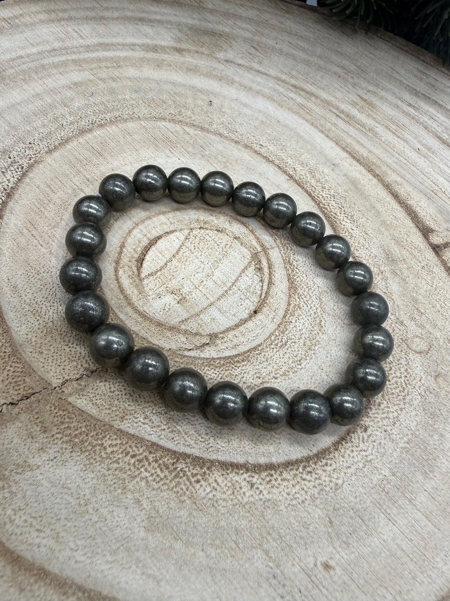 Pyrite Bracelet | Natural Pyrite Bead Bracelet | Genuine Gemstone Stretch Bracelet | Handmade Crystal Jewelry