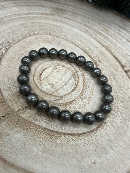 Pyrite Bracelet | Natural Pyrite Bead Bracelet | Genuine Gemstone Stretch Bracelet | Handmade Crystal Jewelry