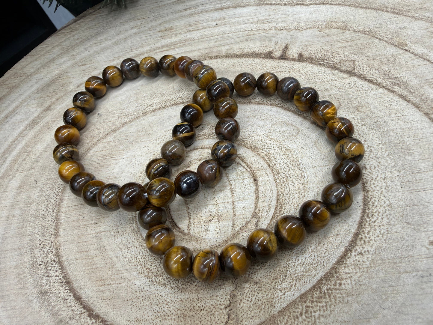 Tiger's Eye Bracelet | Natural Tiger Eye Bead Bracelet | Genuine Gemstone Stretch Bracelet | Handmade Crystal Jewelry