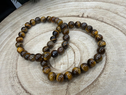 Tiger's Eye Bracelet | Natural Tiger Eye Bead Bracelet | Genuine Gemstone Stretch Bracelet | Handmade Crystal Jewelry