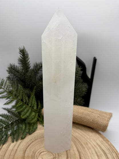 Large White Quartz Tower | Milky Quartz Crystal Point | 1.5 kg