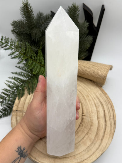 Large White Quartz Tower | Milky Quartz Crystal Point | 1.5 kg