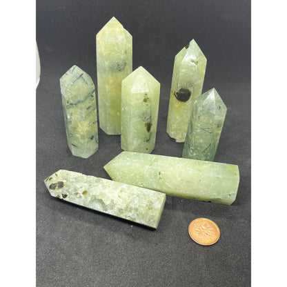 Polished Prehnite Tower-Lady Of The Moss