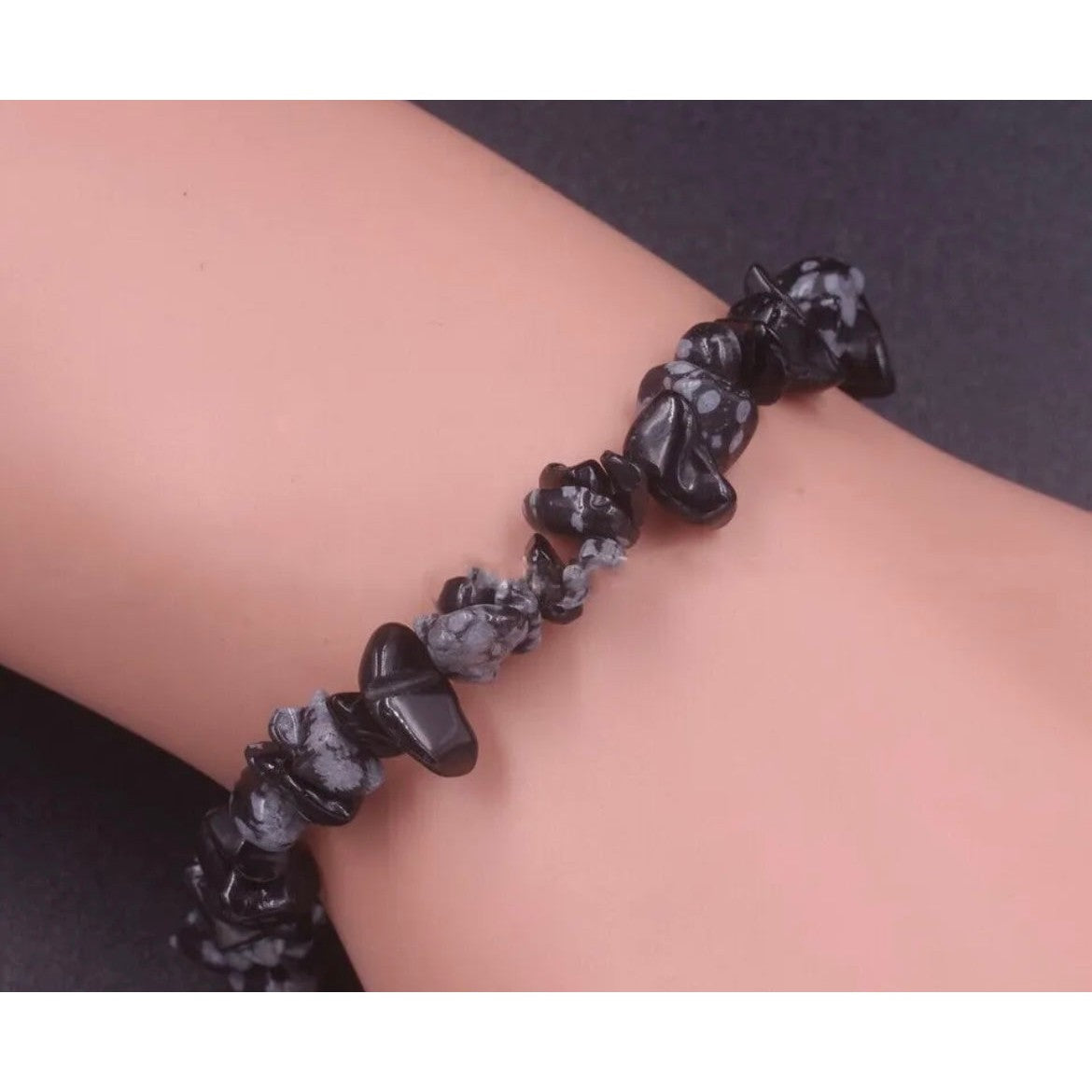 Snowflake Obsidian Chip Bracelet-Lady Of The Moss