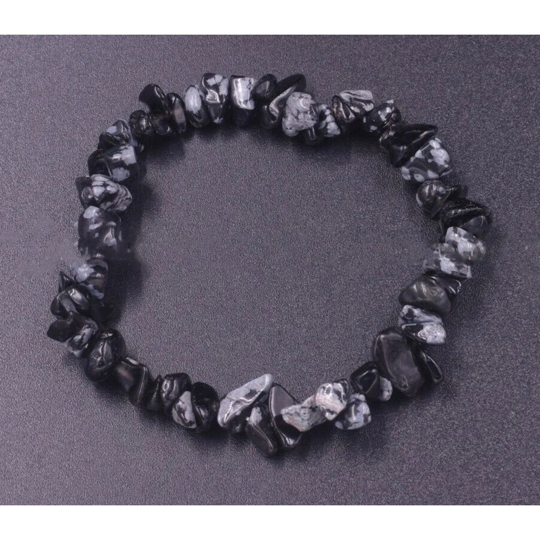 Snowflake Obsidian Chip Bracelet-Lady Of The Moss