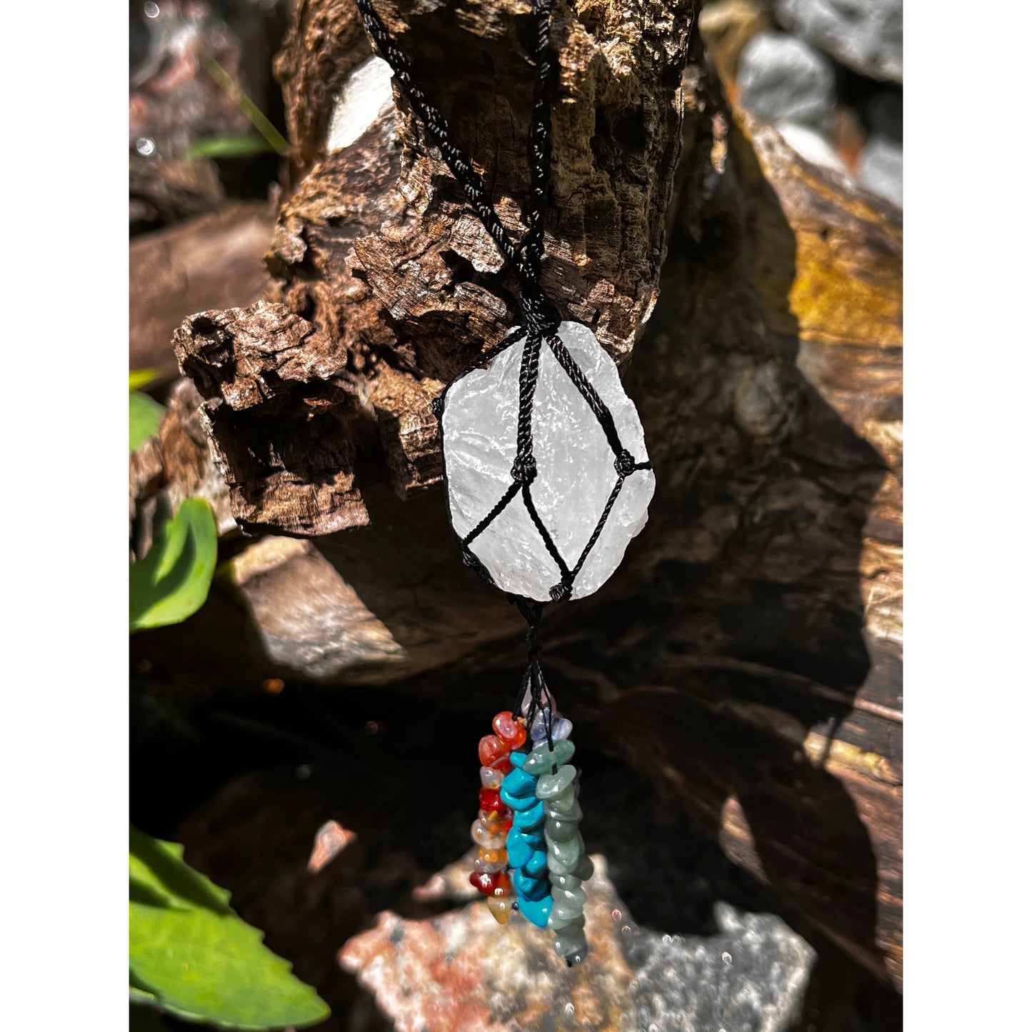 Clear Quartz Raw- Home Car Hanging Ornament-Lady Of The Moss