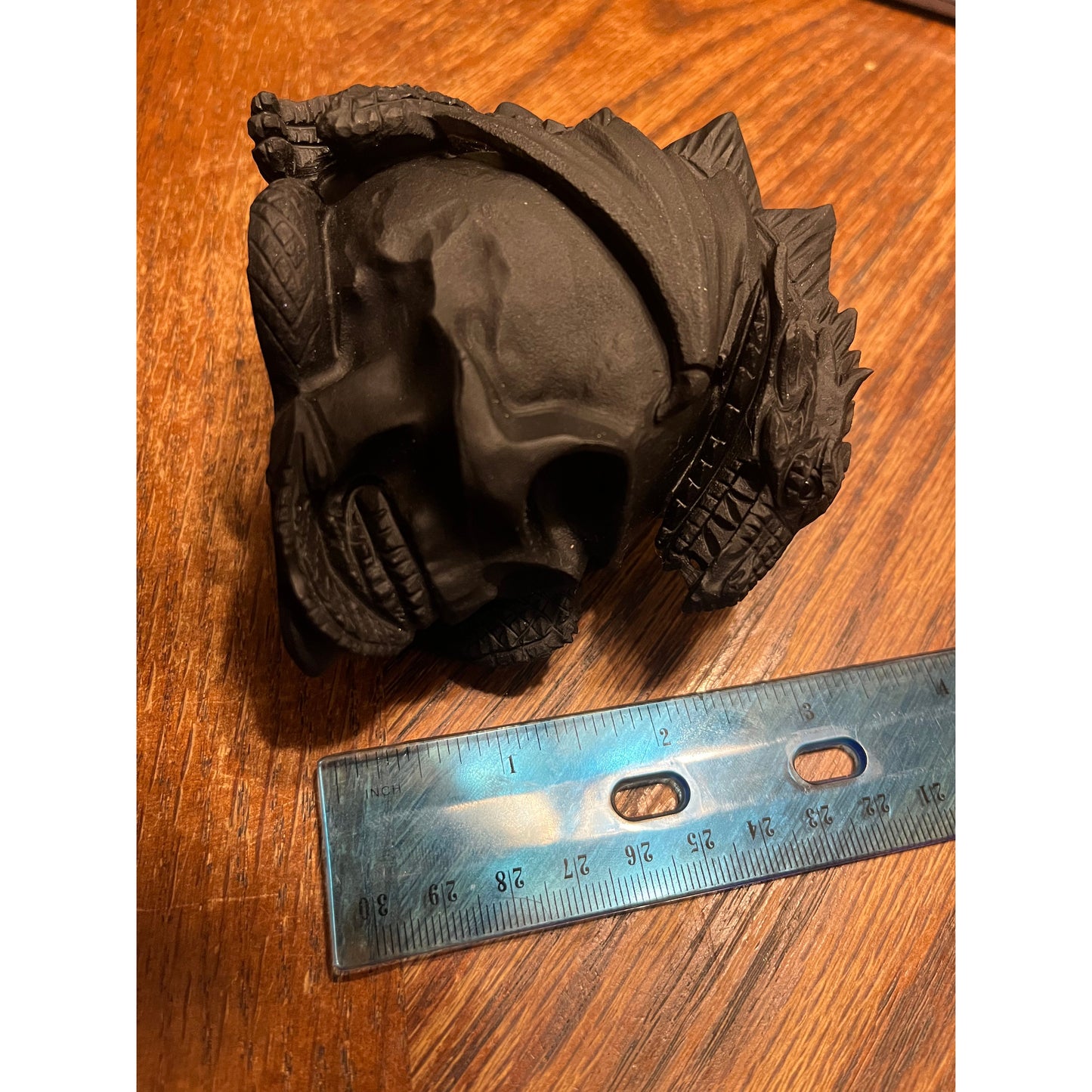 Black Obsidian Skull with Dragon-Lady Of The Moss