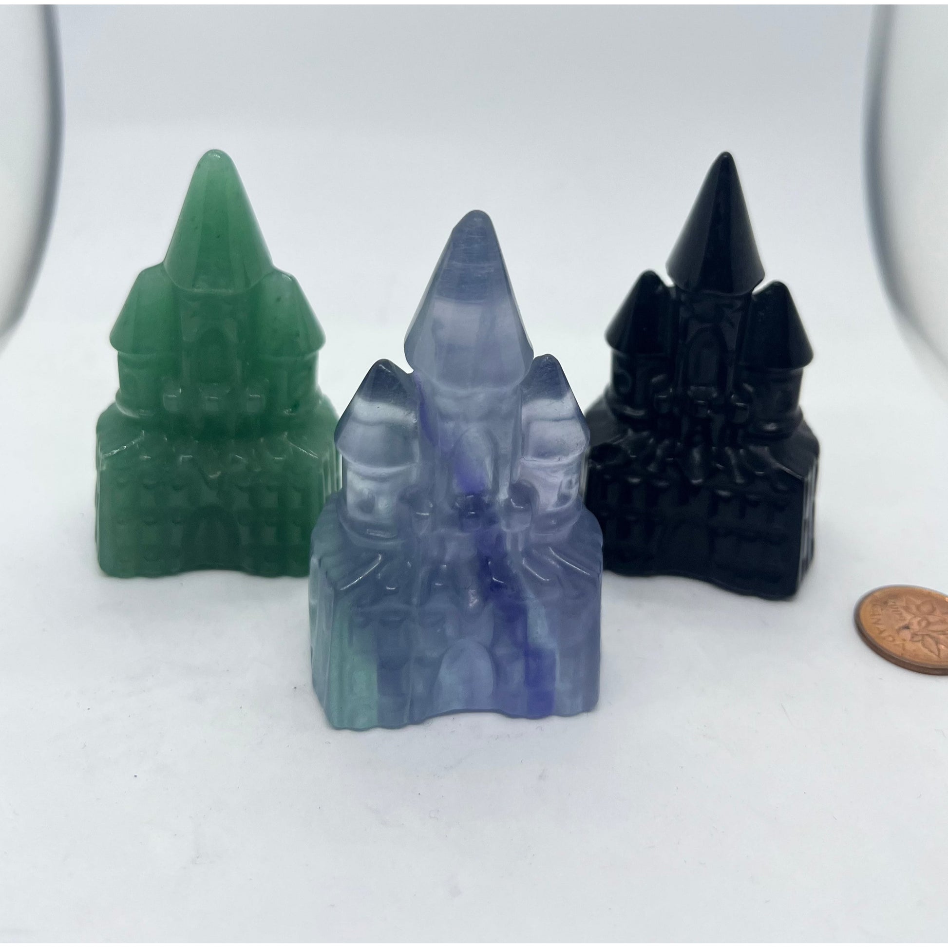 Castle Carving - Green Aventurine-Black Obsidian- Rainbow Fluorite-Lady Of The Moss