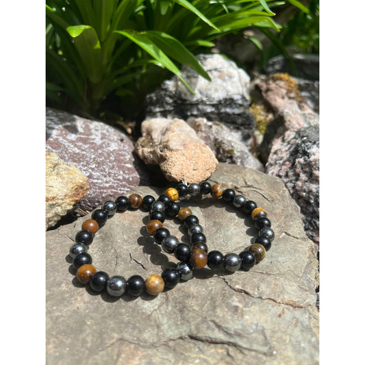 Tiger’s Eye, Black Obsidian and Hematite Bracelet-Lady Of The Moss