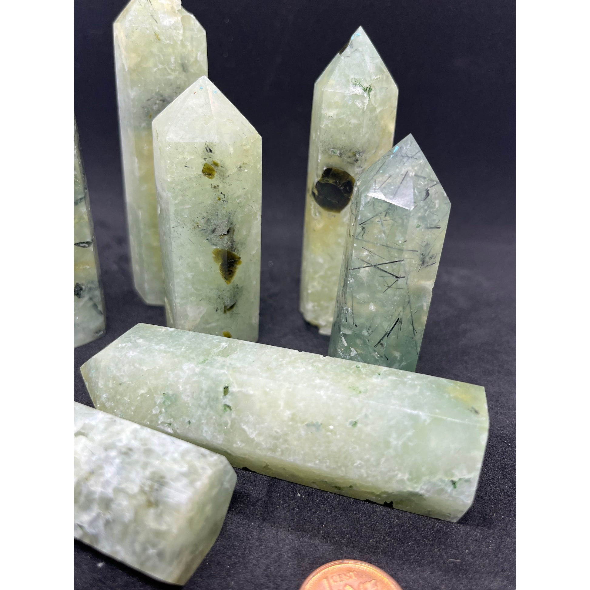 Polished Prehnite Tower-Lady Of The Moss