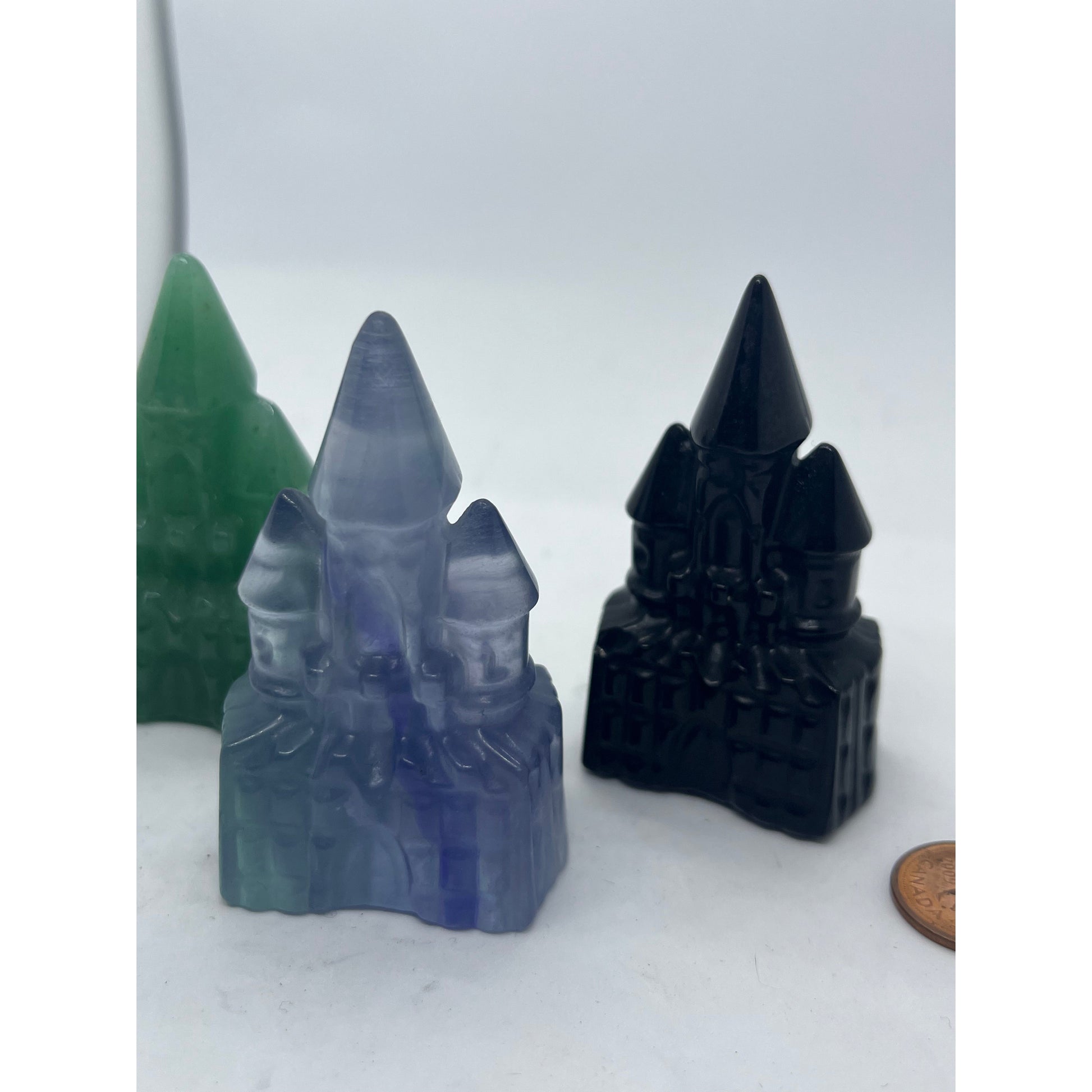 Castle Carving - Green Aventurine-Black Obsidian- Rainbow Fluorite-Lady Of The Moss